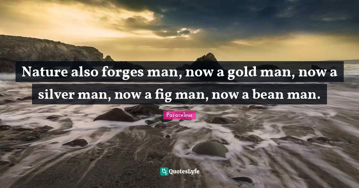 Paracelsus Quotes: "Nature also forges man, now a gold man, now a silver man, now a fig man, now a bean man."