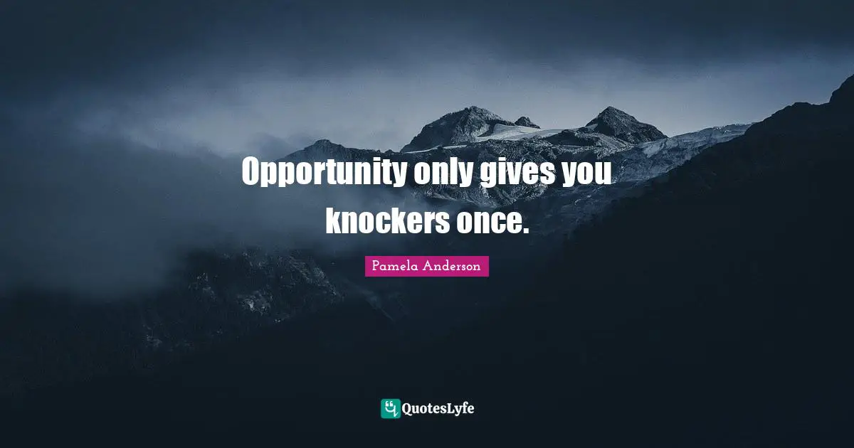 Opportunity only gives you knockers once.