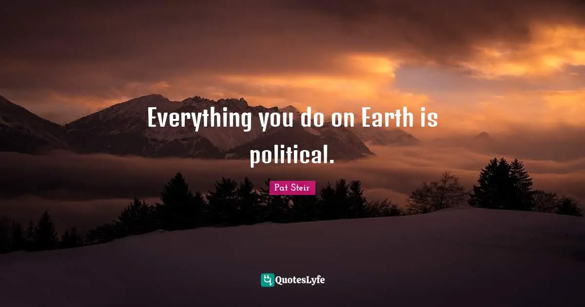 Everything you do on Earth is political.