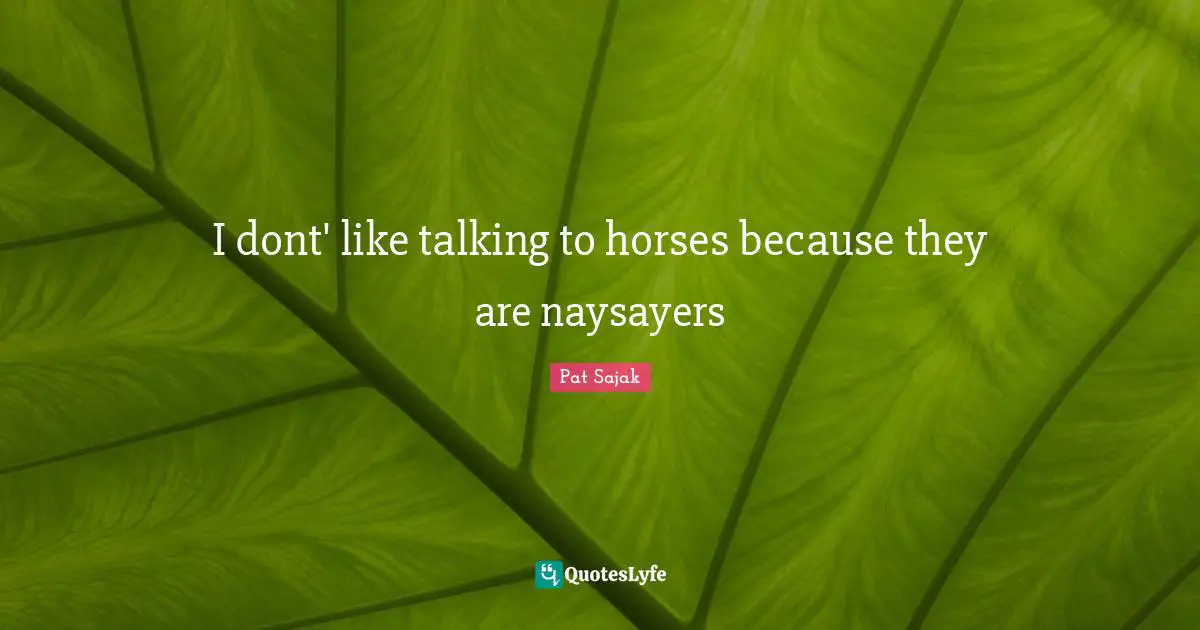 I dont' like talking to horses because they are naysayers