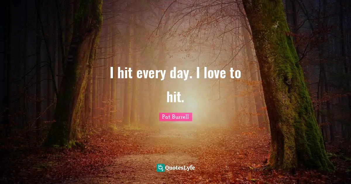 I hit every day. I love to hit.
