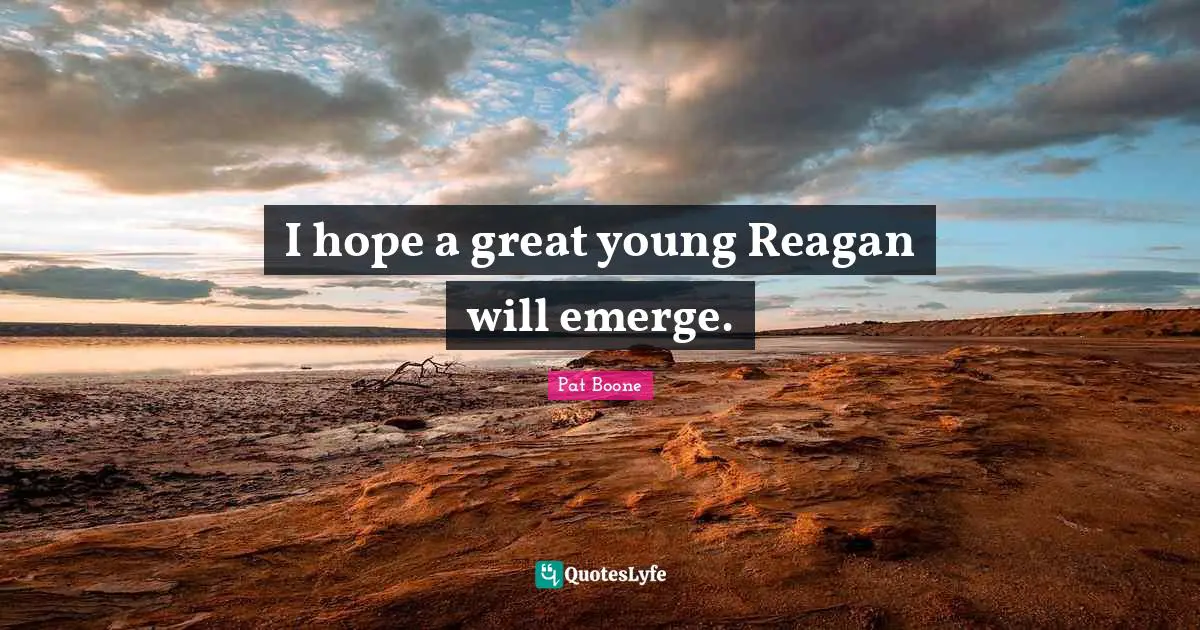I hope a great young Reagan will emerge.