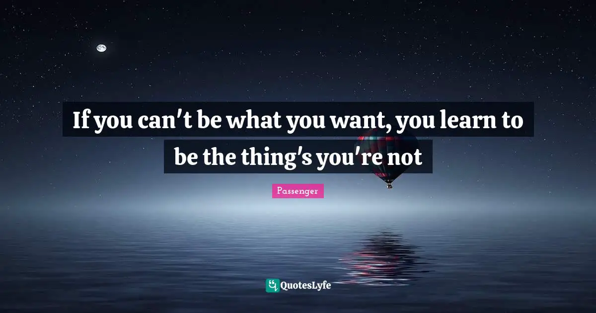 If you can't be what you want, you learn to be the thing's you're not