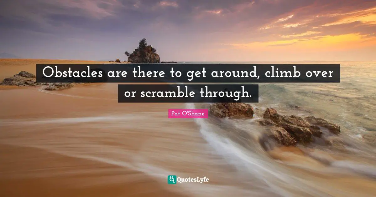 Obstacles are there to get around, climb over or scramble through.