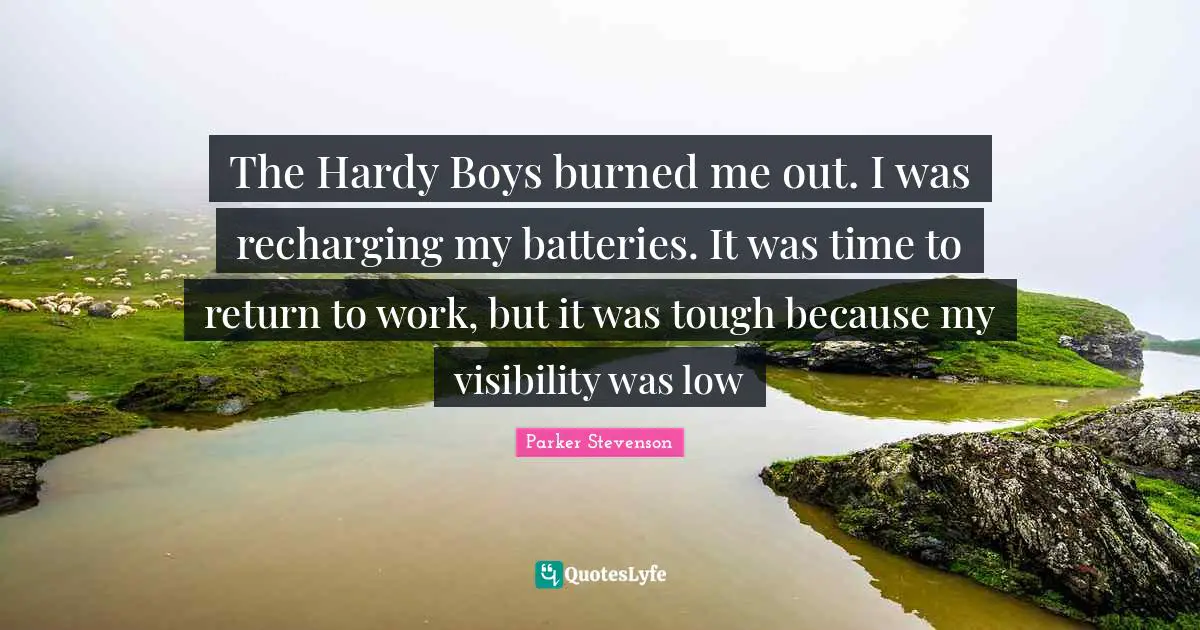 The Hardy Boys burned me out. I was recharging my batteries. It was time to return to work, but it was tough because my visibility was low
