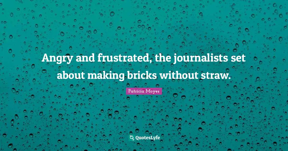 Angry and frustrated, the journalists set about making bricks without straw.
