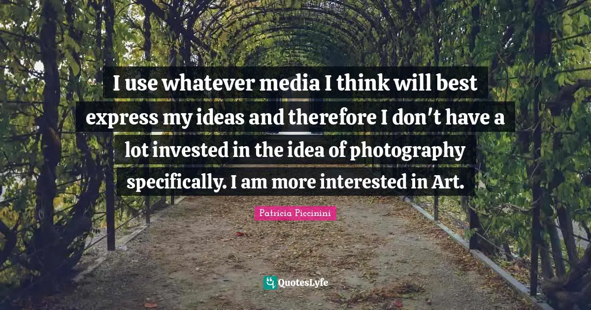 I use whatever media I think will best express my ideas and therefore I don't have a lot invested in the idea of photography specifically. I am more interested in Art.