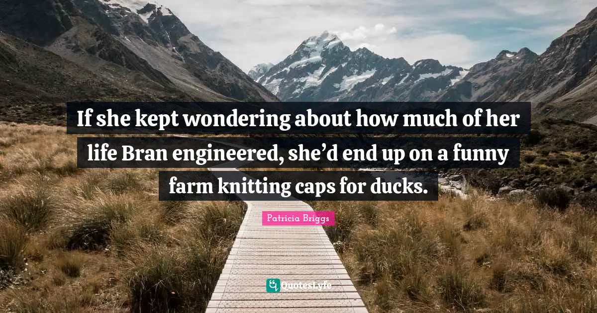 If she kept wondering about how much of her life Bran engineered, she’d end up on a funny farm knitting caps for ducks.
