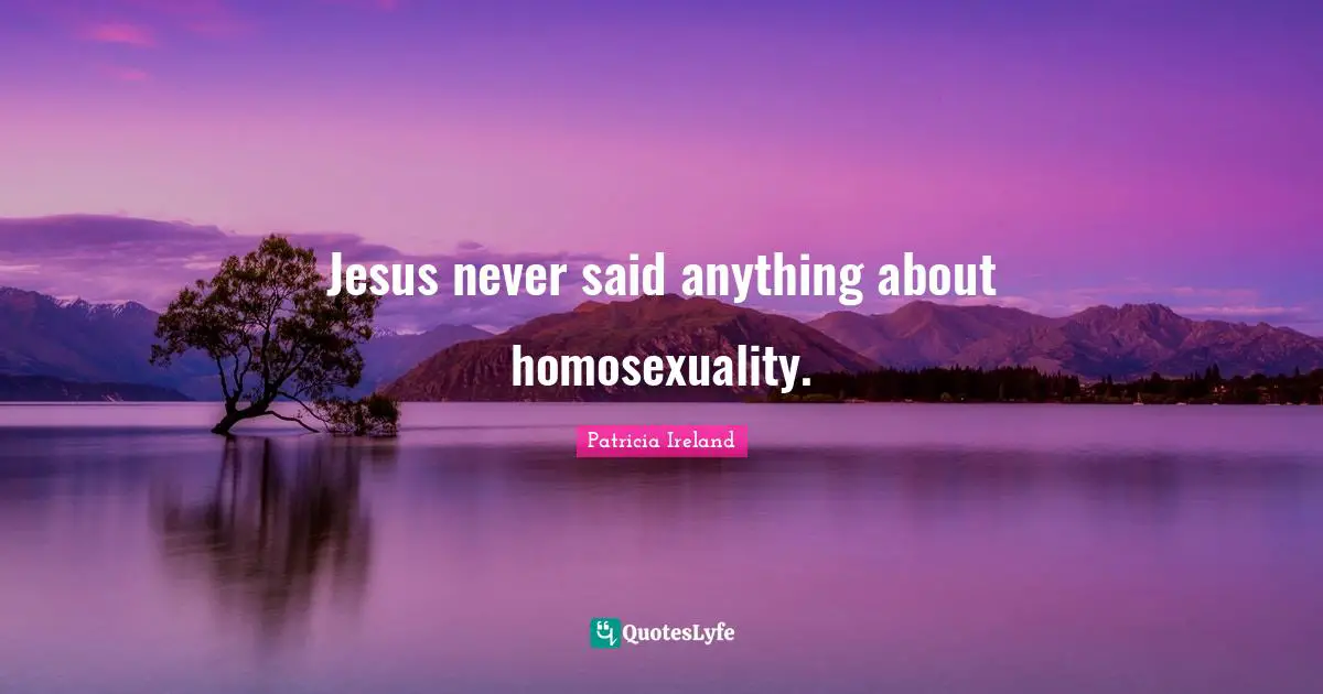 Jesus never said anything about homosexuality.