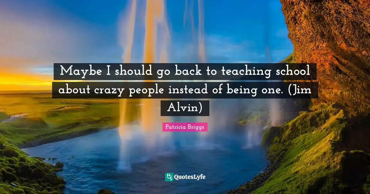 Maybe I should go back to teaching school about crazy people instead of being one. (Jim Alvin)