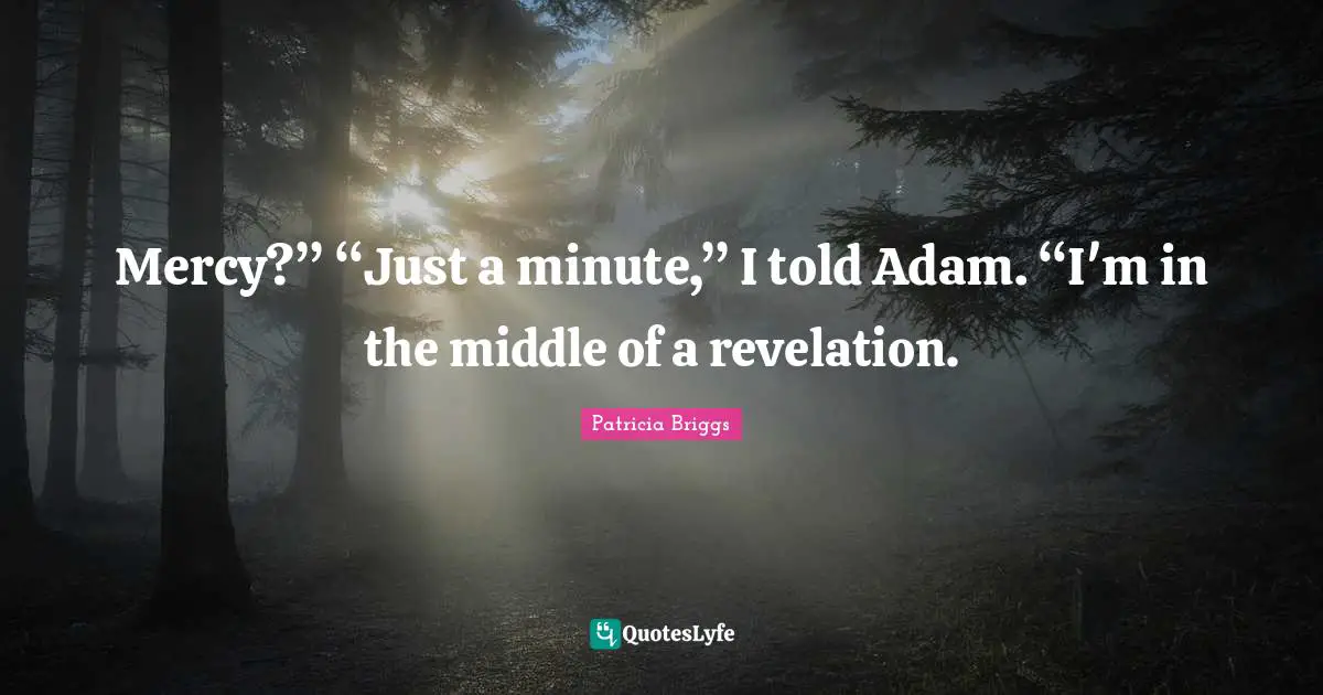 Mercy?” “Just a minute,” I told Adam. “I'm in the middle of a revelation.
