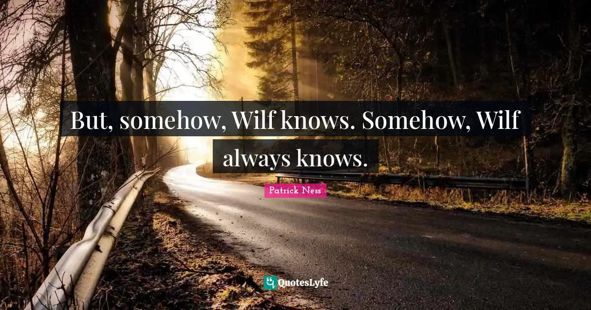 But, somehow, Wilf knows. Somehow, Wilf always knows.