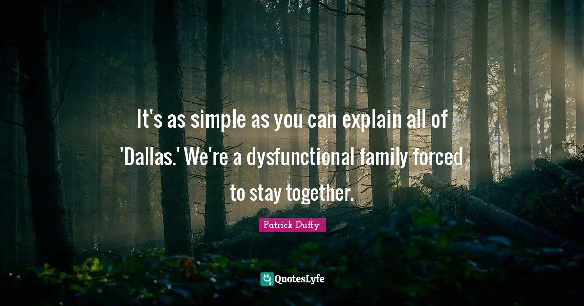 It's as simple as you can explain all of 'Dallas.' We're a dysfunctional family forced to stay together.