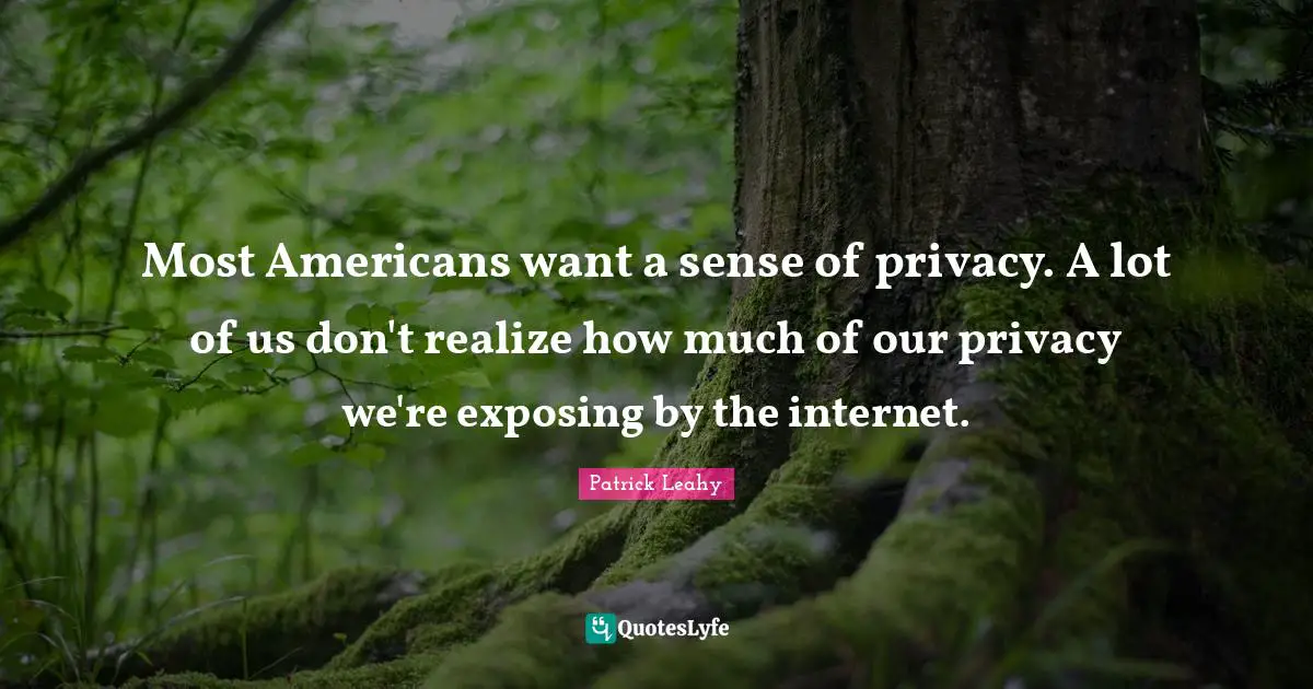 Most Americans want a sense of privacy. A lot of us don't realize how much of our privacy we're exposing by the internet.
