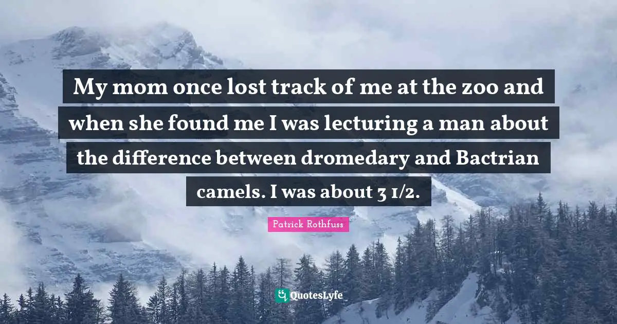 My mom once lost track of me at the zoo and when she found me I was lecturing a man about the difference between dromedary and Bactrian camels. I was about 3 1/2.