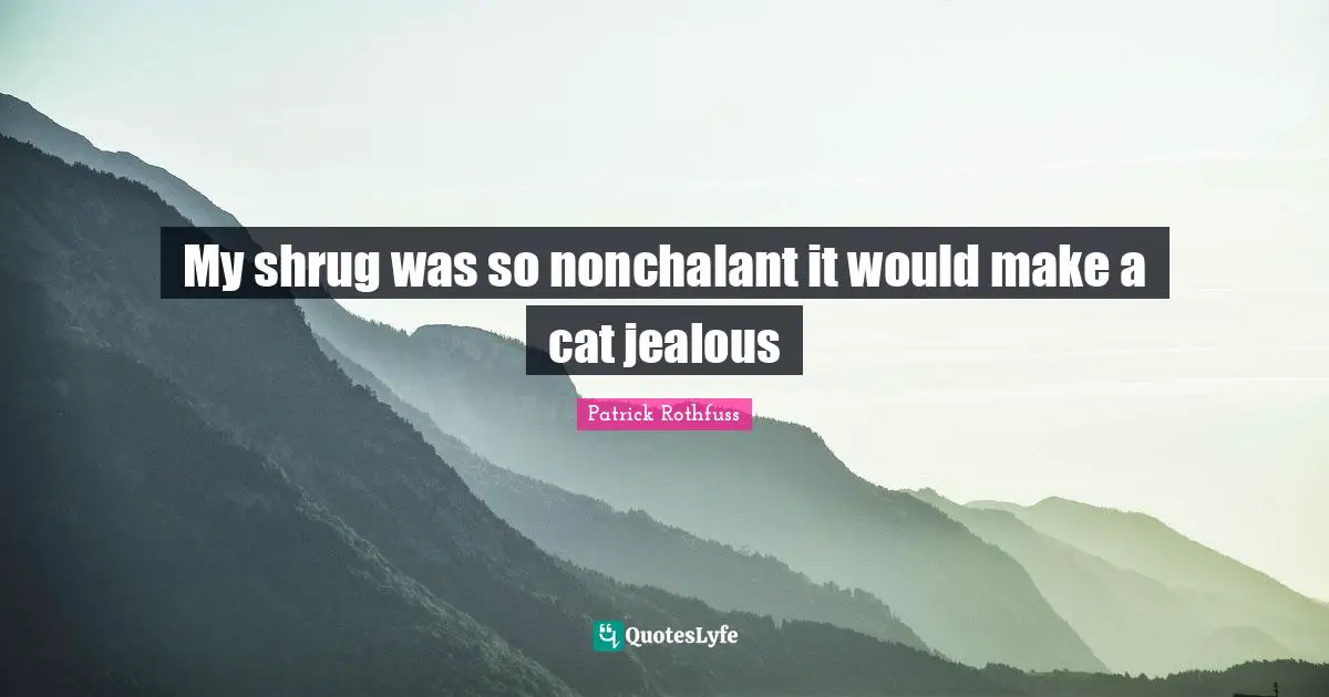 My shrug was so nonchalant it would make a cat jealous