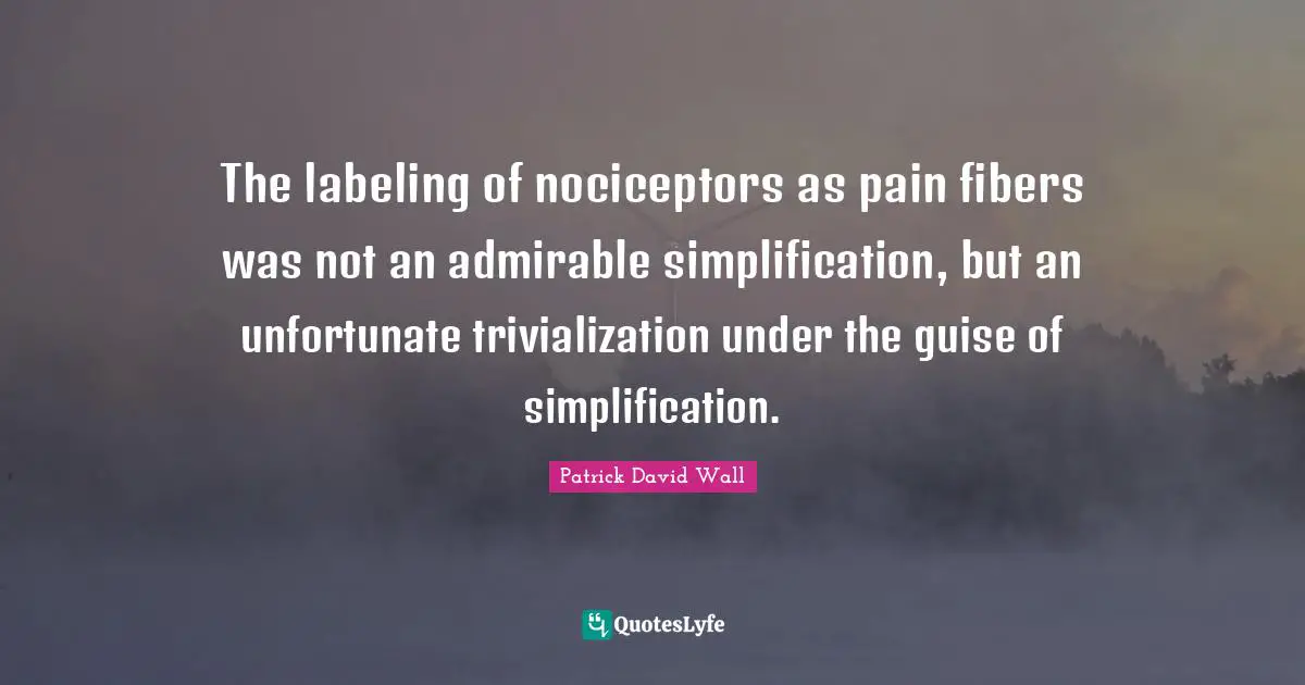 Labeling Quotes: "The labeling of nociceptors as pain fibers was not an admirable simplification, but an unfortunate trivialization under the guise of simplification."