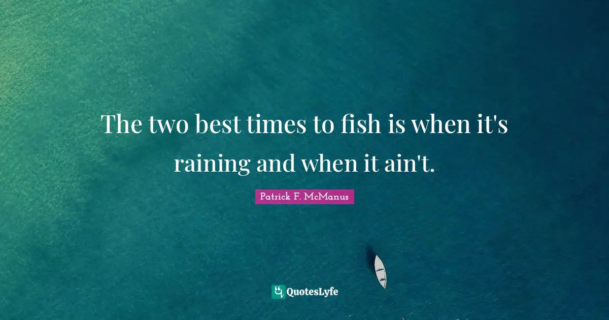 Best Times Quotes: "The two best times to fish is when it's raining and when it ain't."