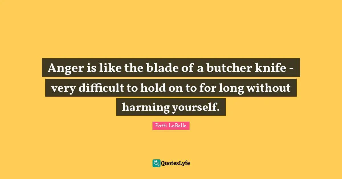 Anger is like the blade of a butcher knife - very difficult to hold on to for long without harming yourself.