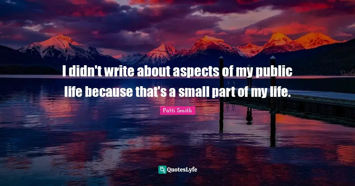 I didn't write about aspects of my public life because that's a small part of my life.