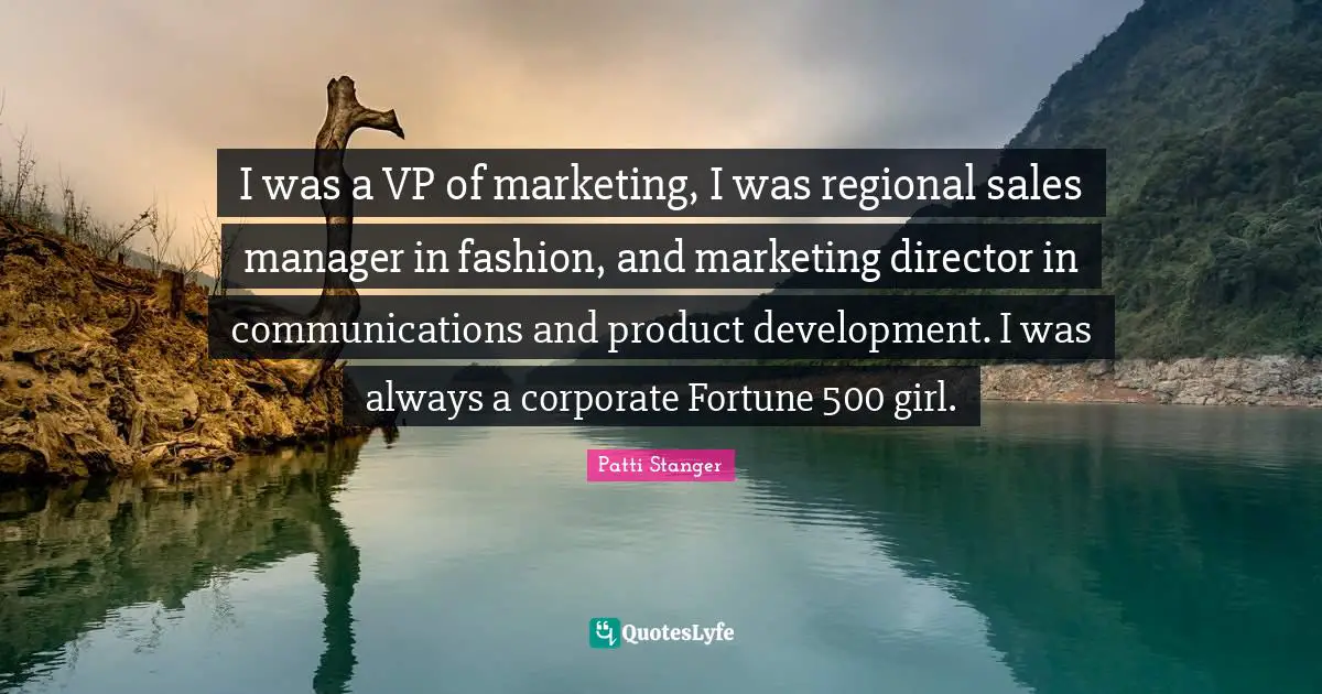 I was a VP of marketing, I was regional sales manager in fashion, and marketing director in communications and product development. I was always a corporate Fortune 500 girl.