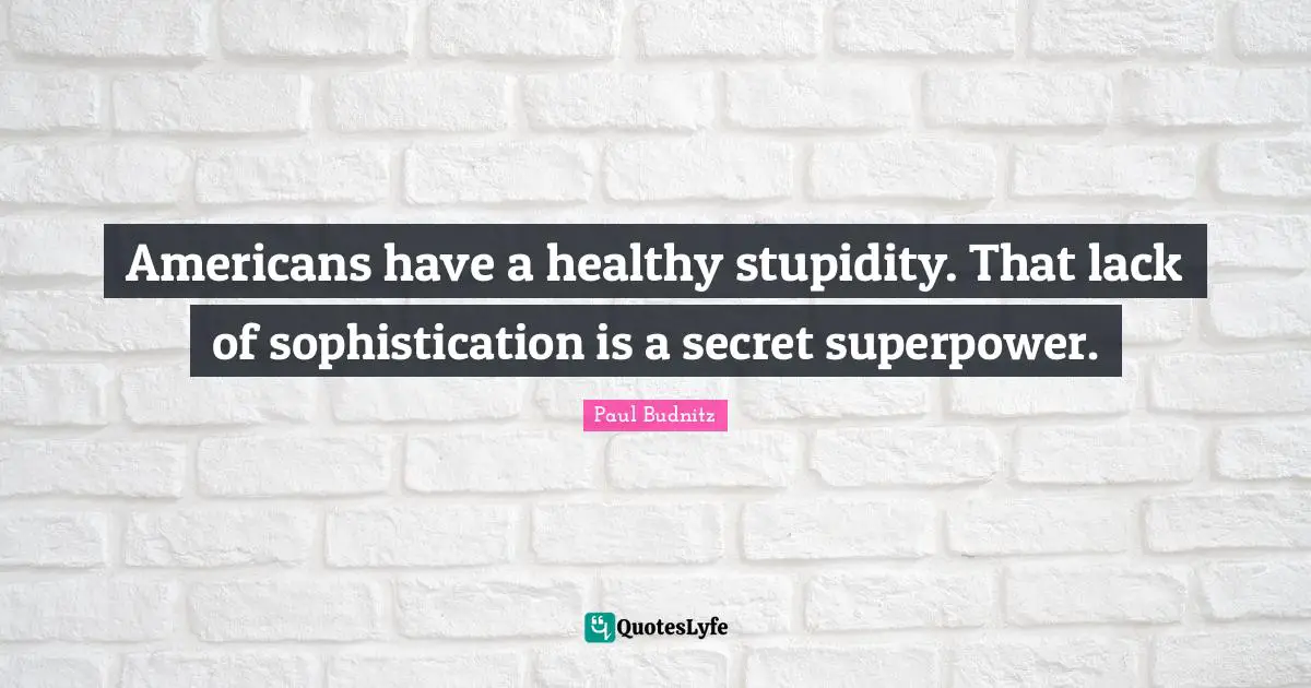 Americans have a healthy stupidity. That lack of sophistication is a secret superpower.