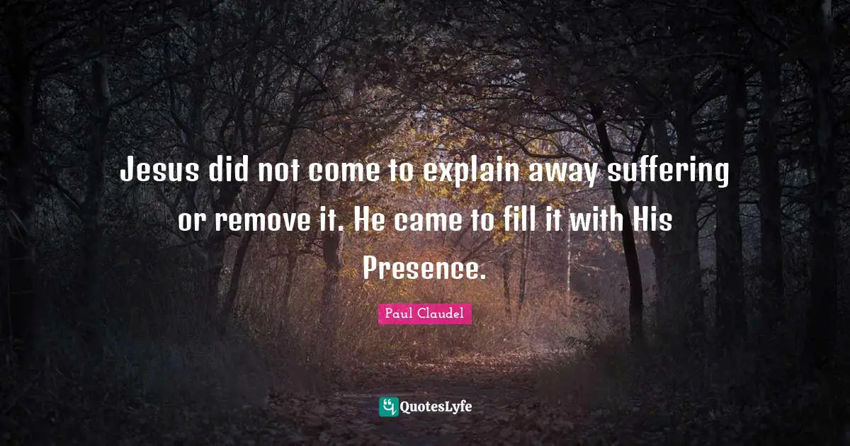 Jesus did not come to explain away suffering or remove it. He came to fill it with His Presence.