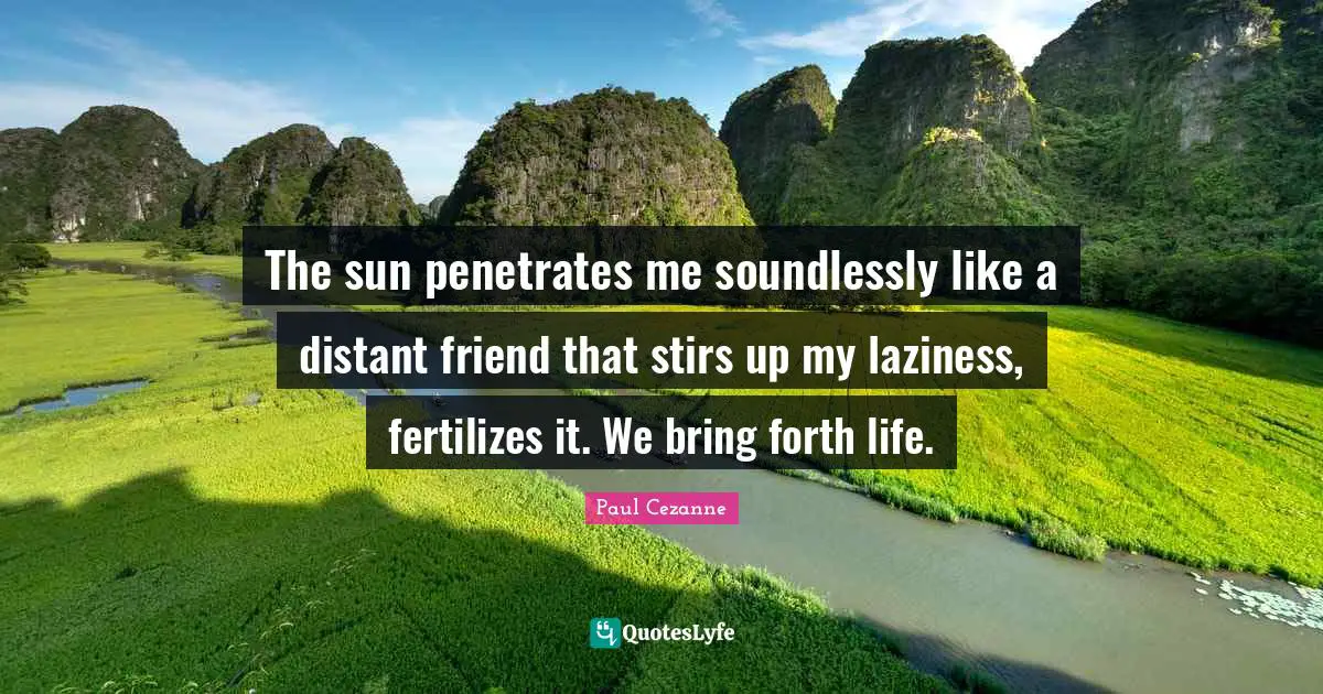 The sun penetrates me soundlessly like a distant friend that stirs up my laziness, fertilizes it. We bring forth life.