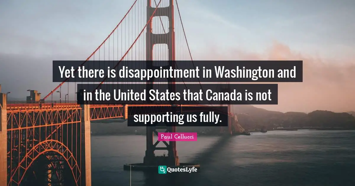 Yet there is disappointment in Washington and in the United States that Canada is not supporting us fully.
