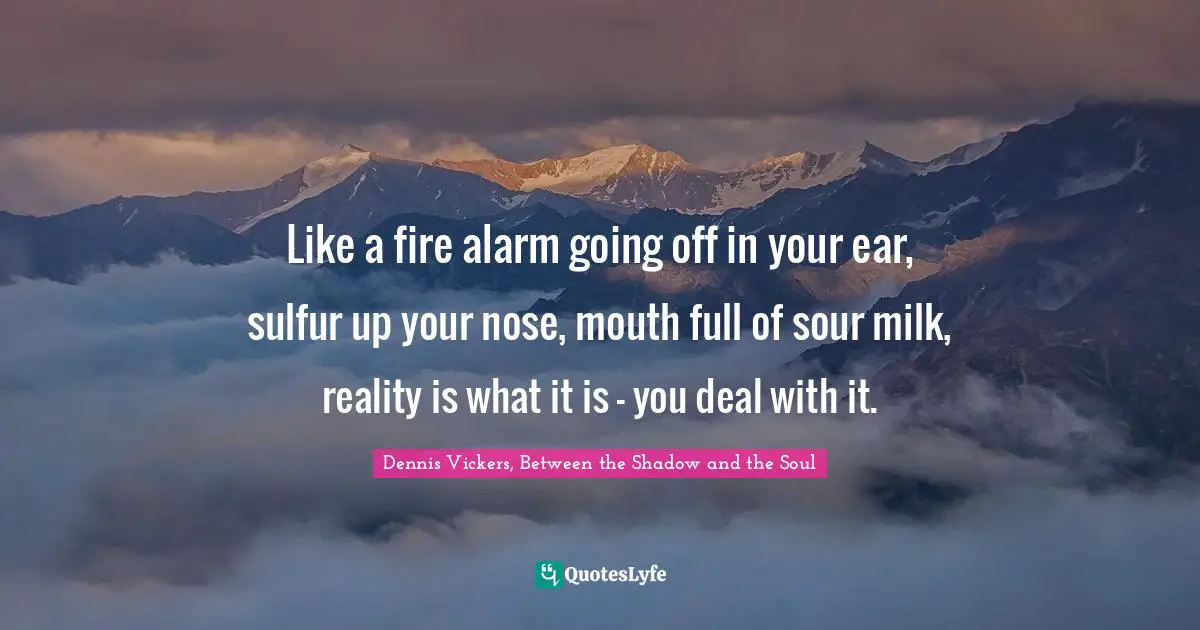 Like a fire alarm going off in your ear, sulfur up your nose, mouth full of sour milk, reality is what it is – you deal with it.