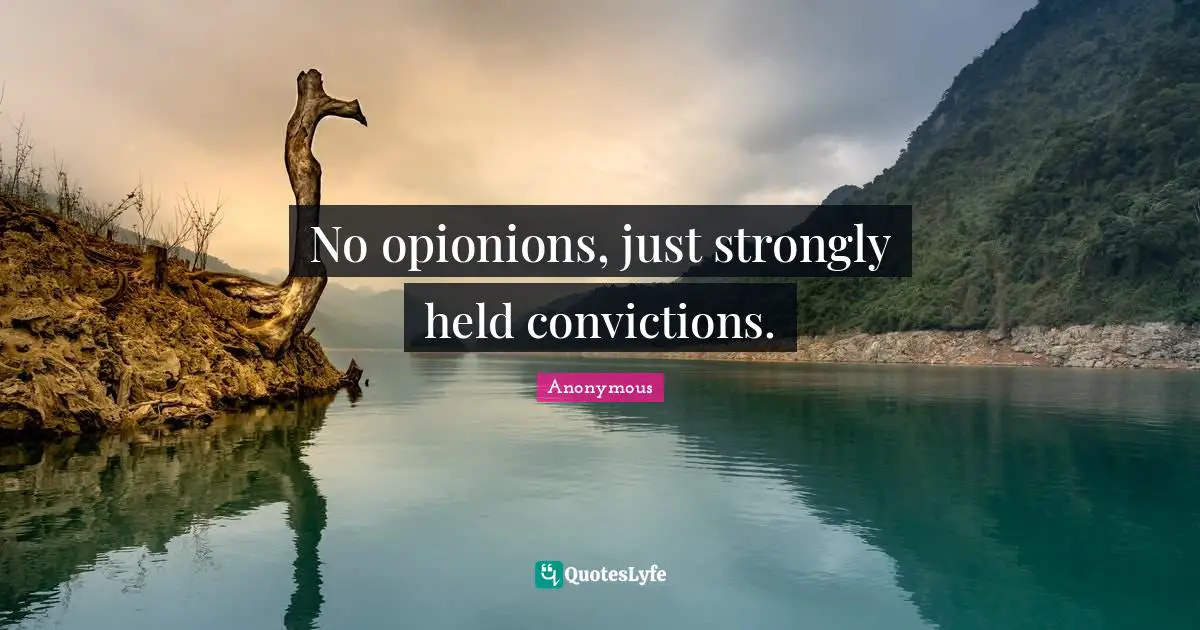 No opionions, just strongly held convictions.