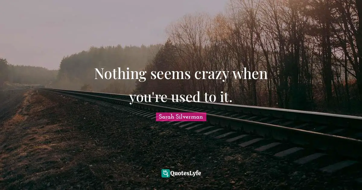 Nothing seems crazy when you're used to it.