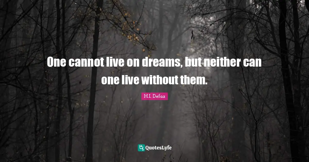 One cannot live on dreams, but neither can one live without them.