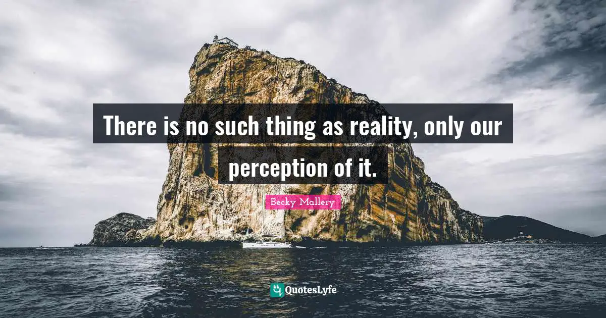 There is no such thing as reality, only our perception of it.