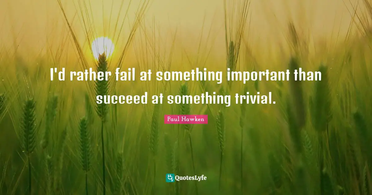 I'd rather fail at something important than succeed at something trivial.