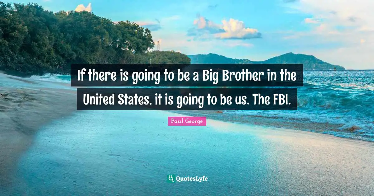 If there is going to be a Big Brother in the United States, it is going to be us. The FBI.