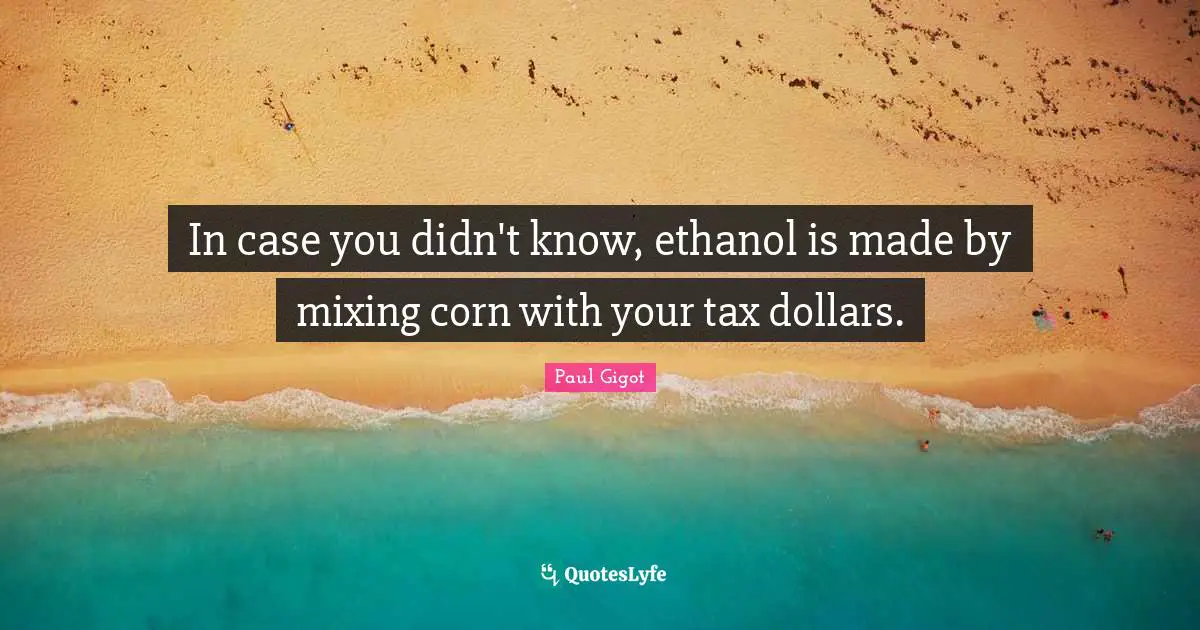 In case you didn't know, ethanol is made by mixing corn with your tax dollars.
