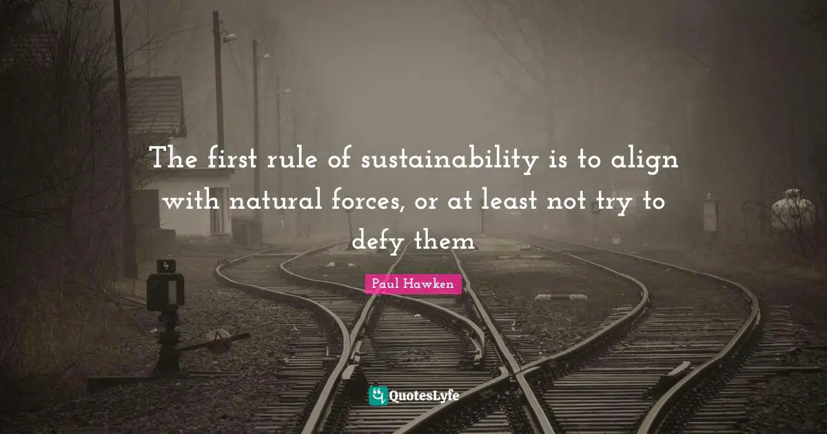 The first rule of sustainability is to align with natural forces, or at least not try to defy them