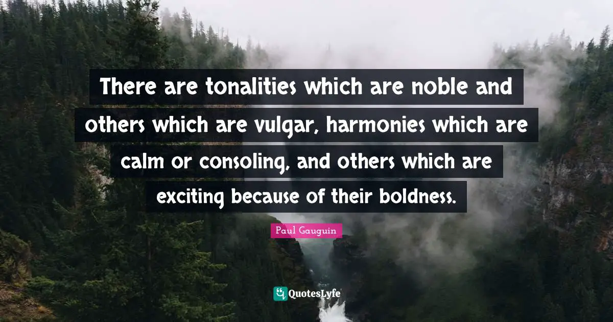 There are tonalities which are noble and others which are vulgar, harmonies which are calm or consoling, and others which are exciting because of their boldness.