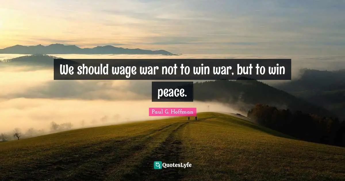 We should wage war not to win war, but to win peace.