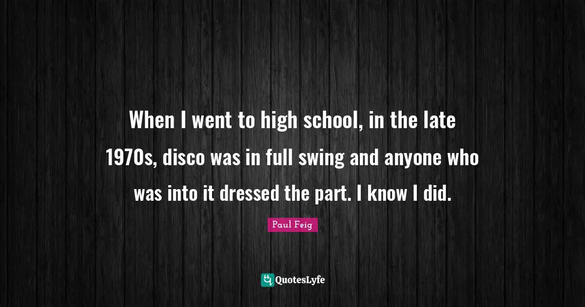 When I went to high school, in the late 1970s, disco was in full swing and anyone who was into it dressed the part. I know I did.