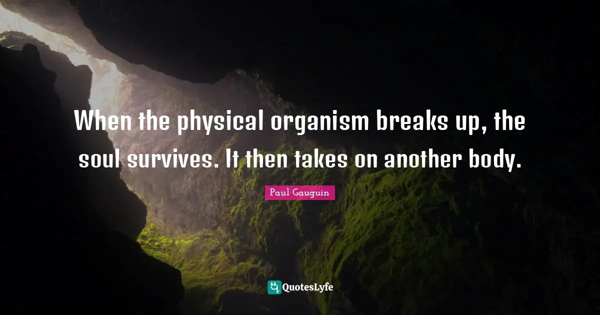 Reincarnation Quotes: "When the physical organism breaks up, the soul survives. It then takes on another body."