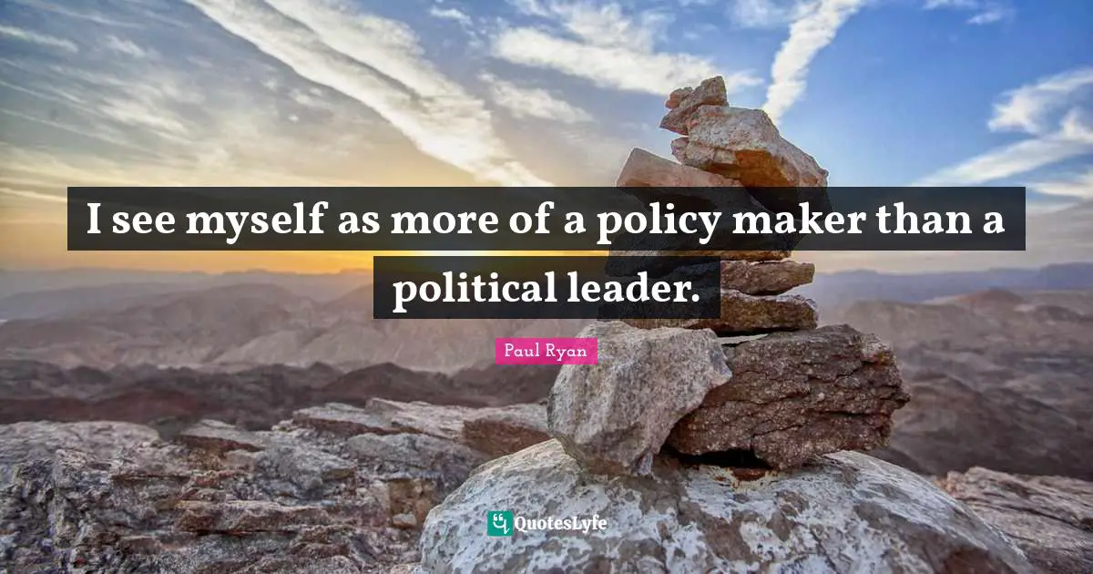 I see myself as more of a policy maker than a political leader.