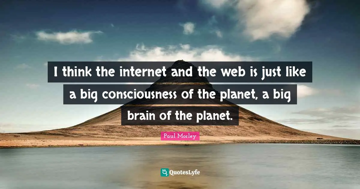 I think the internet and the web is just like a big consciousness of the planet, a big brain of the planet.