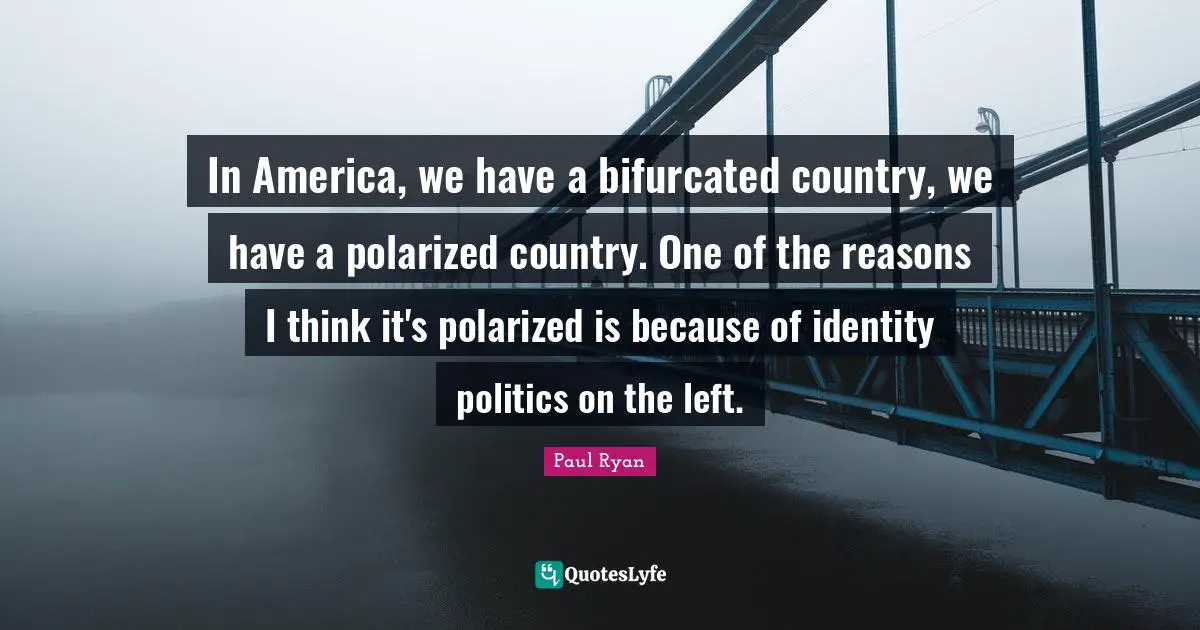 In America, we have a bifurcated country, we have a polarized country. One of the reasons I think it's polarized is because of identity politics on the left.