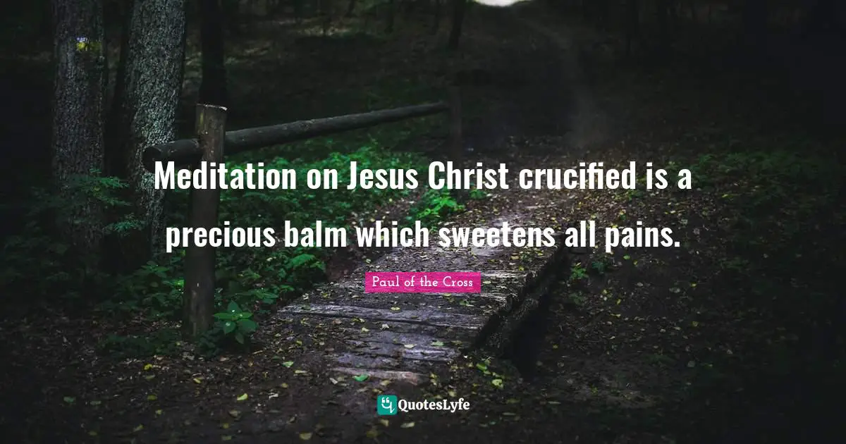 Meditation on Jesus Christ crucified is a precious balm which sweetens all pains.