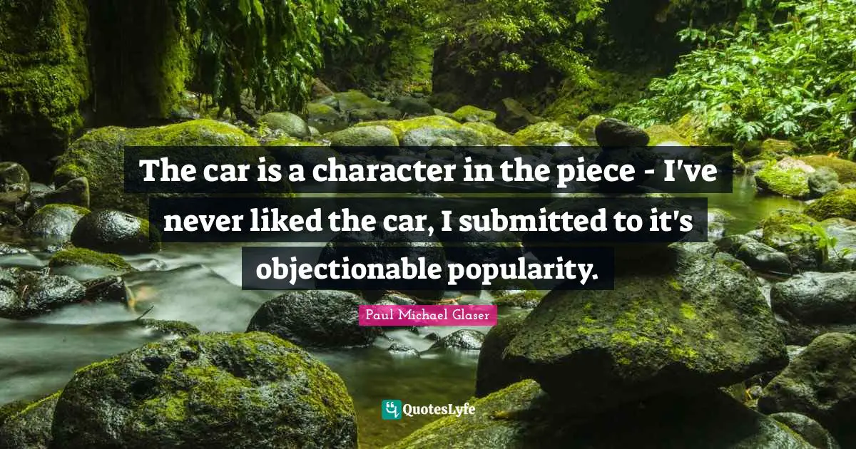 The car is a character in the piece - I've never liked the car, I submitted to it's objectionable popularity.