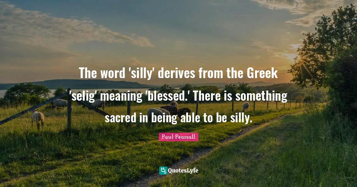 The word 'silly' derives from the Greek 'selig' meaning 'blessed.' There is something sacred in being able to be silly.