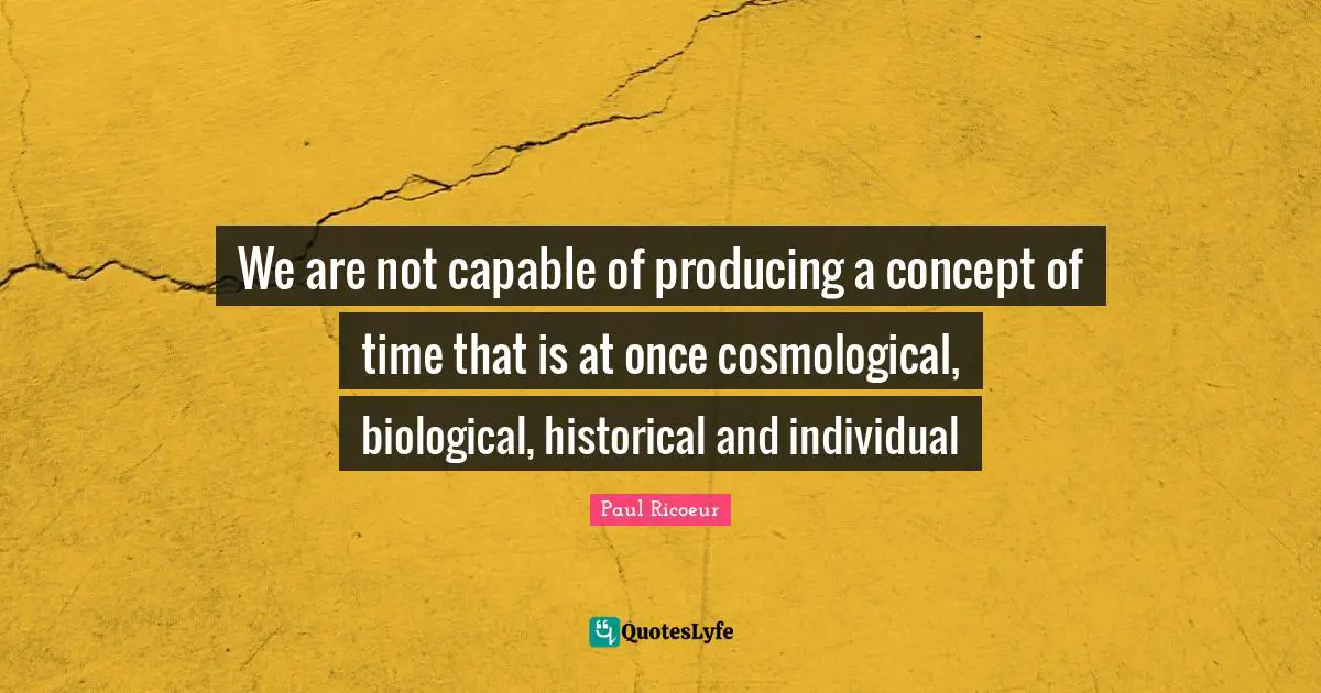 We are not capable of producing a concept of time that is at once cosmological, biological, historical and individual