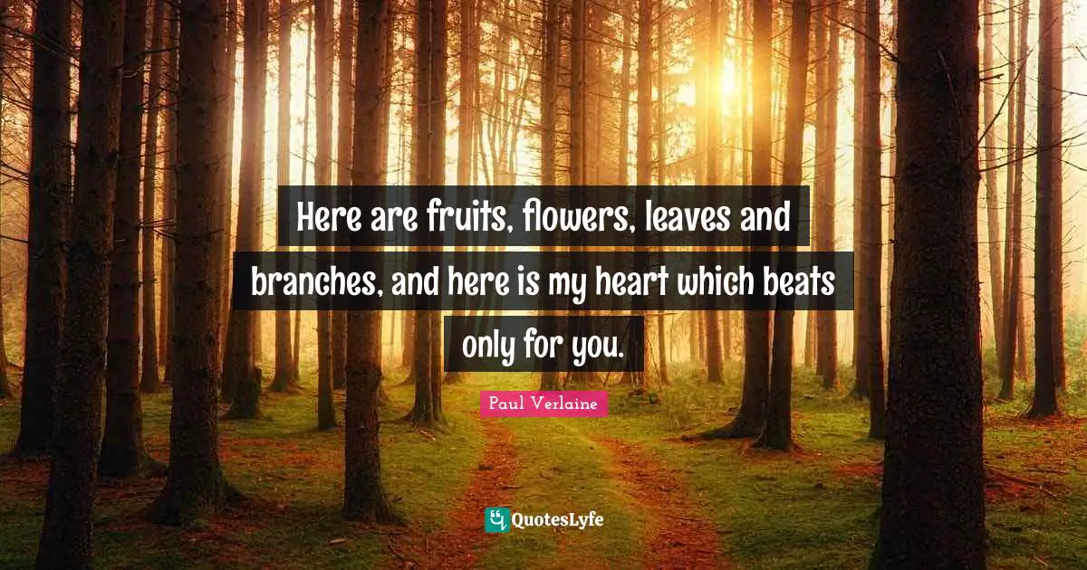 Branches Quotes: "Here are fruits, flowers, leaves and branches, and here is my heart which beats only for you."